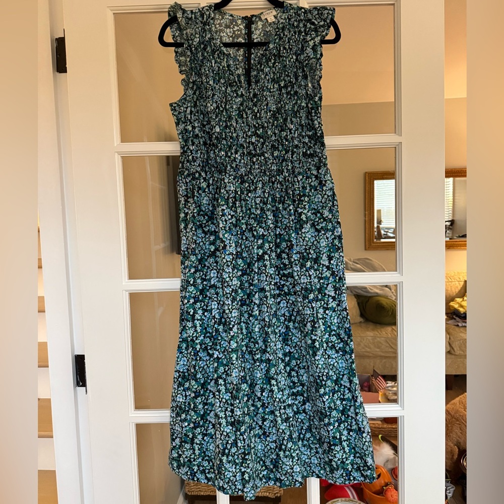 J. Crew Factory Floral Maxi Dress in Blue and Green